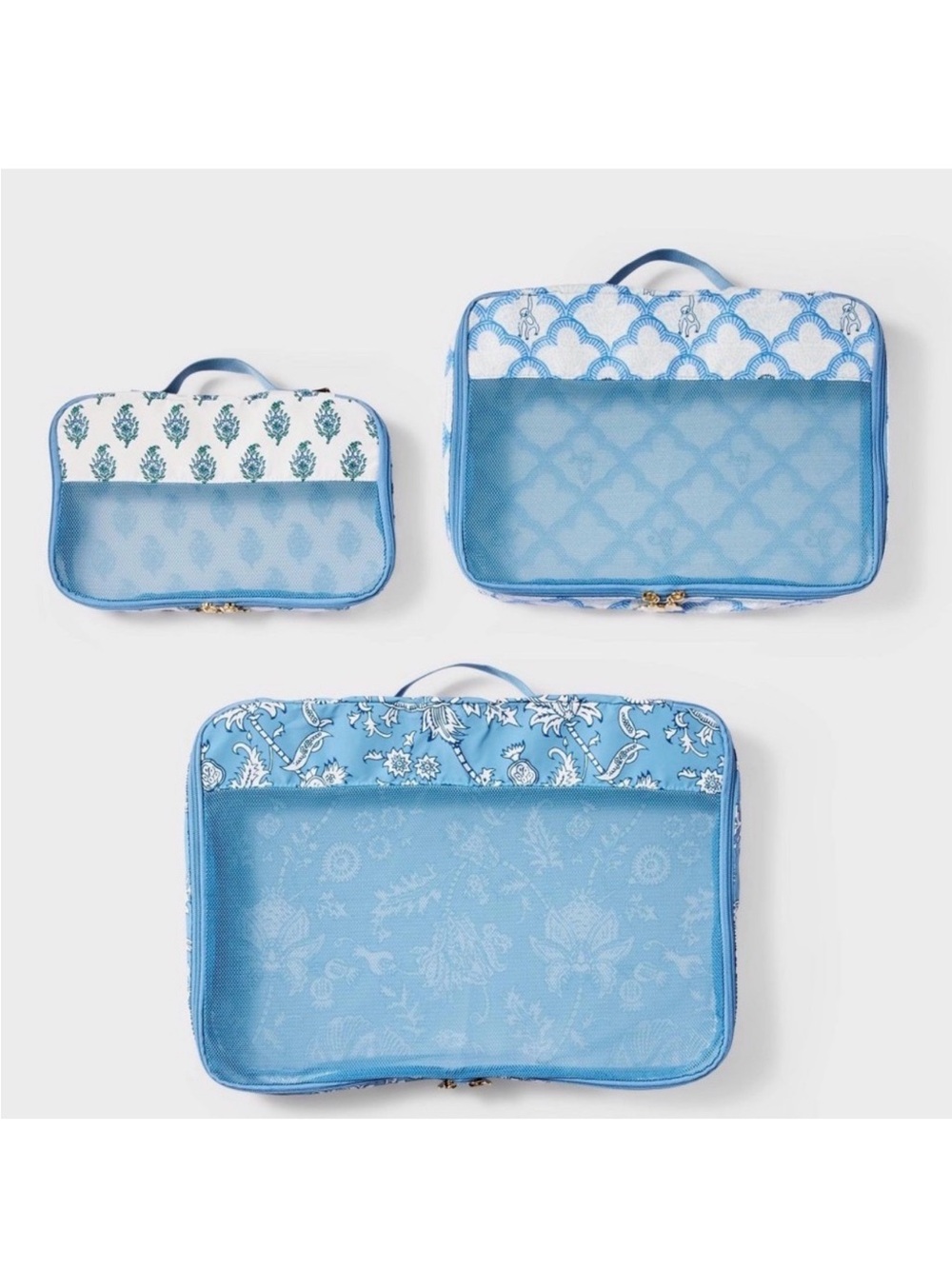 NWT Roller Rabbit x Target 3pc Packing Cube Set -  Blue - Limited edition